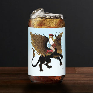 Cowgirl Winged Lion Fantasy Red Can Glass