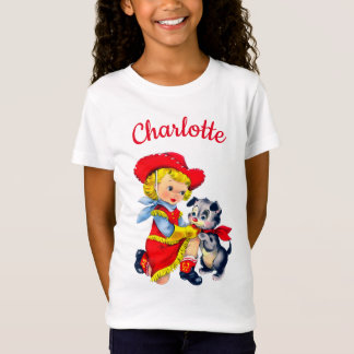 Cowgirl with cute dog personalised name girl T-Shi T-Shirt