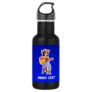 Cowgirl with Guitar; Blue 532 Ml Water Bottle