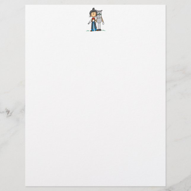 Cowgirl With Horse Stick Figure Letterhead (Front)