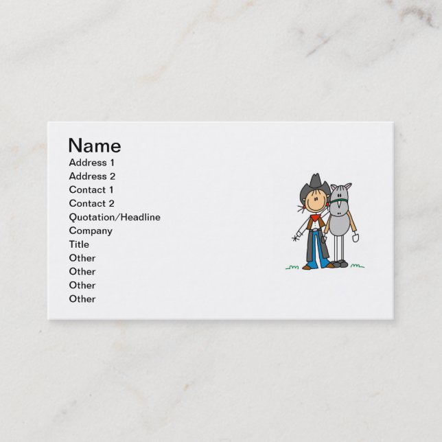 Cowgirl With Horse T-shirts and Gifts Business Card (Front)