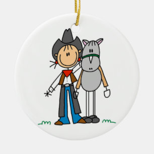 Cowgirl With Horse T-shirts and Gifts Ceramic Tree Decoration