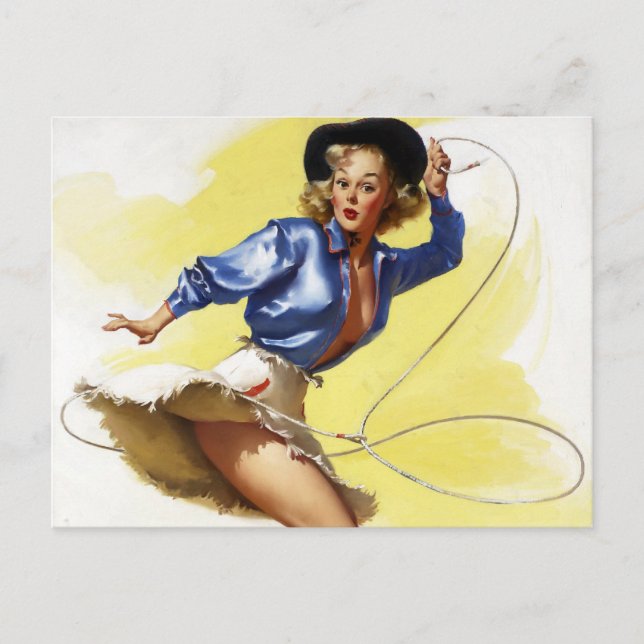 Cowgirl with Lasso Pin Up Postcard (Front)
