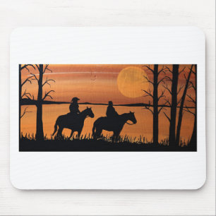 Cowgirls and horses mouse mat