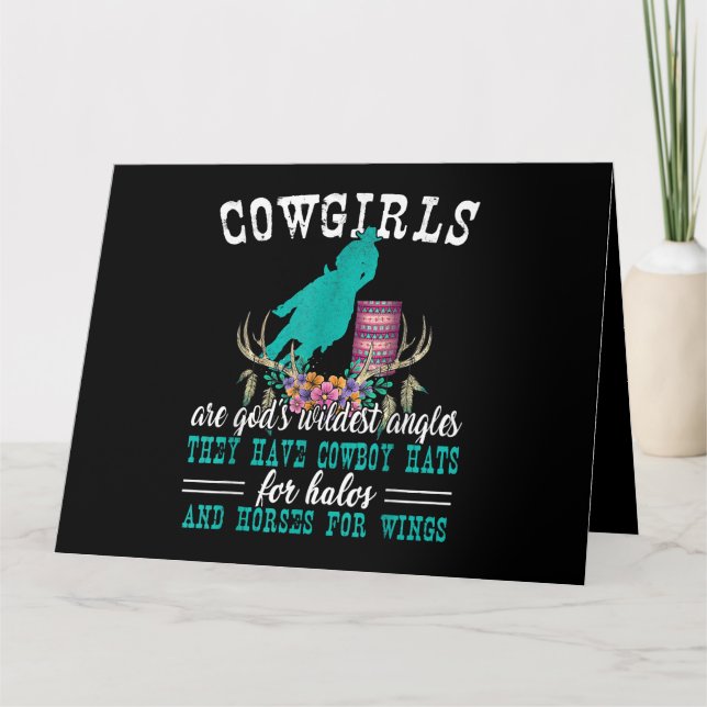 Cowgirls Are Gods Wildest Angels Horse Barrel Raci Card (Front)