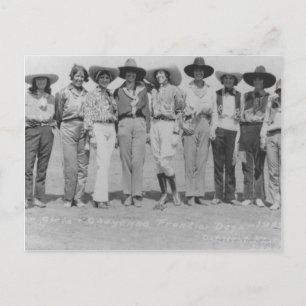 Cowgirls at Cheyenne Frontier Days, 1929. Postcard