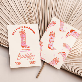 Cowgirls Birthday Invitation Tiny Boots Big Dreams