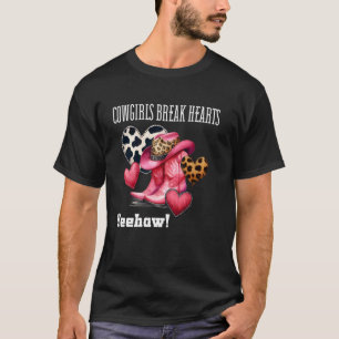 Cowgirls Break Hearts Shirt,Pink Black and White C T-Shirt