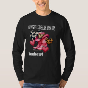 Cowgirls Break Hearts Shirt,Pink Black and White C T-Shirt