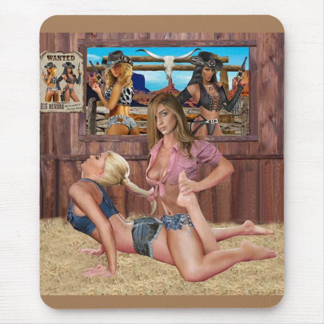 COWGIRLS CATFIGHT WRESTLING #1 MOUSE MAT (Front)