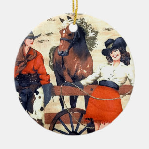Cowgirls  ceramic tree decoration