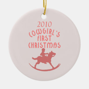 Cowgirls First Christmas Ceramic Tree Decoration