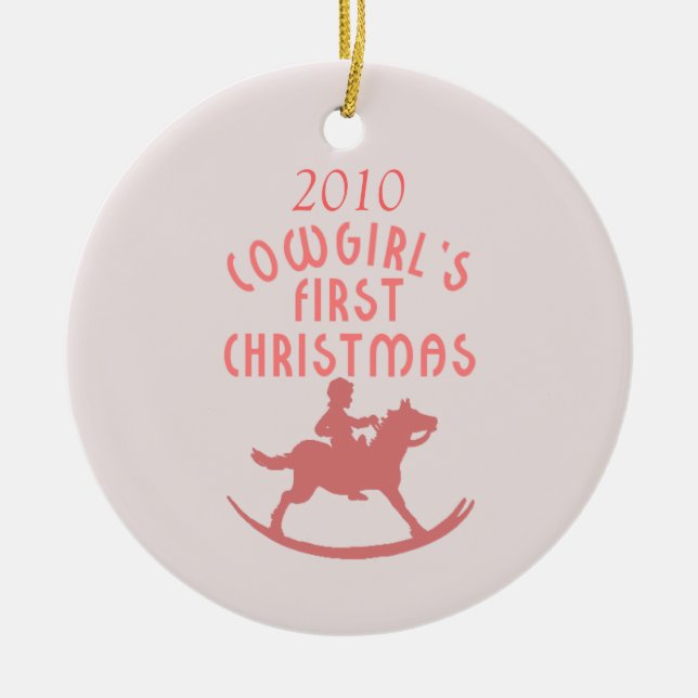 Cowgirls First Christmas Ceramic Tree Decoration (Front)