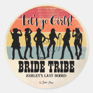Cowgirls lets go girls vintage rustic weekend away classic round sticker