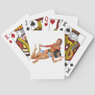 COWGIRLS PLAY WRESTLING PLAYING CARDS