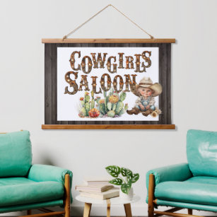Cowgirls saloon western bar girls party hanging tapestry