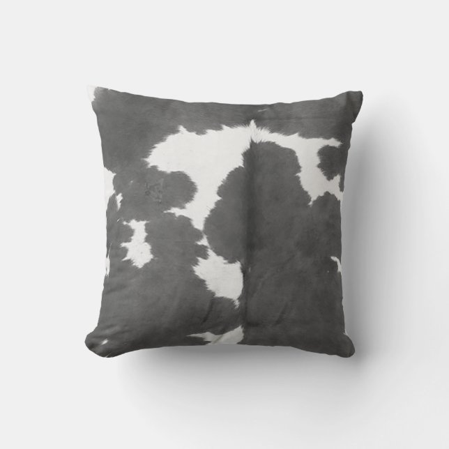 Cowhide Black and White Modern Western Cushion (Front)