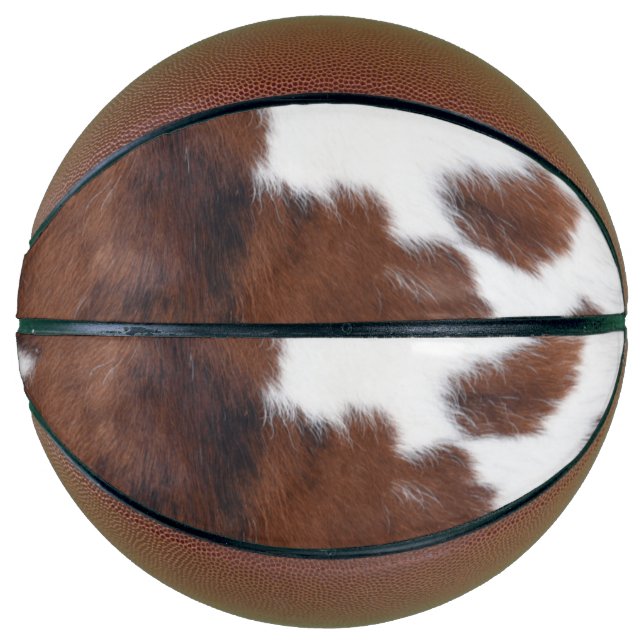 Cowhide Brown White Basketball (Front)