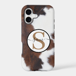 Cowhide Brown White Monogram