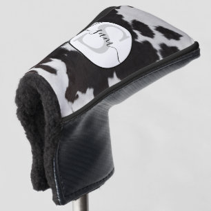Cowhide Brown White Monogram   Golf Head Cover