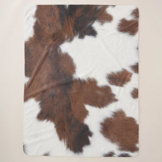 Cowhide Brown White Sherpa Blanket