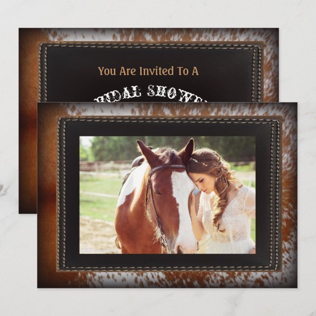 Cowhide Country Western  Cowboy bridal shower Invitation (Front/Back)