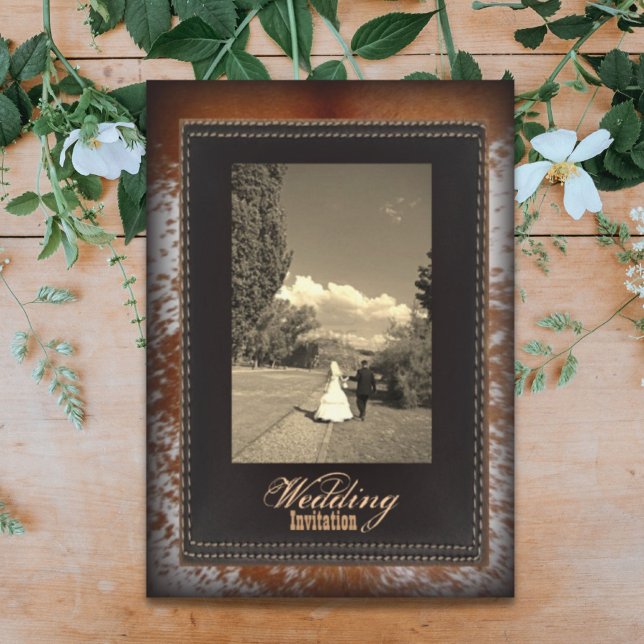 cowhide Cowboy Country western Wedding Invitation (cowhide Cowboy Country western Wedding Invitation)