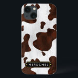Cowhide Faux Western Leather Spotted Personalised iPhone 13 Case<br><div class="desc">Whether you're a rancher, a cowboy / cowgirl or just someone who loves American old west themes, this spotted brown and white cow hide pattern is perfect for matching your western style. The animal print graphic is made to look like the fur / hair of cattle. This beautiful, original bovine...</div>