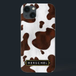 Cowhide Faux Western Leather Spotted Personalised iPhone 13 Case<br><div class="desc">Whether you're a rancher, a cowboy / cowgirl or just someone who loves American old west themes, this spotted brown and white cow hide pattern is perfect for matching your western style. The animal print graphic is made to look like the fur / hair of cattle. This beautiful, original bovine...</div>