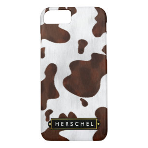 Cowhide Faux Western Leather Spotted Personalised iPhone 8/7 Case