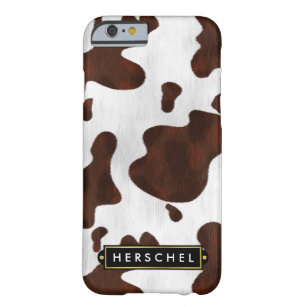 Cowhide Faux Western Leather Spotted Personalised Barely There iPhone 6 Case