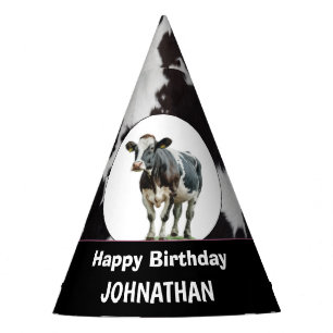 Cowhide Happy Birthday Party Hat