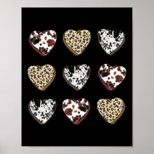 Cowhide Heart Valentine Candy Leopard Poster