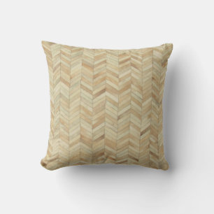 Cowhide Herringbone Beige Rustic Cushion