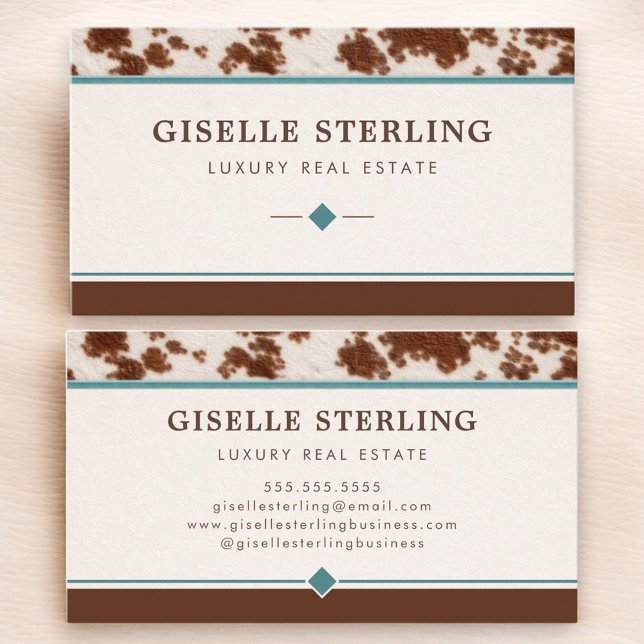 Cowhide Leather Rustic Animal Print Luxury Business Card (Creator Uploaded)