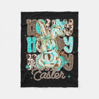 Cowhide Leopard Blue Turquoise Howdy Easter Rabbit Fleece Blanket