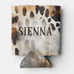 Cowhide Leopard Print Animal Skin Abstract Art Can Cooler