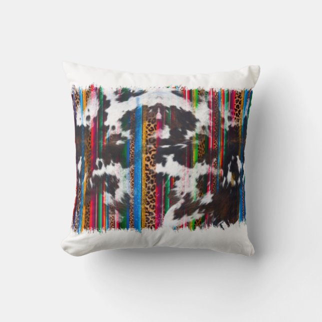 Cowhide Mexican Santa Fe Cushion (Front)