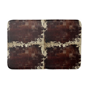 Cowhide Patchwork Print Bath Mat