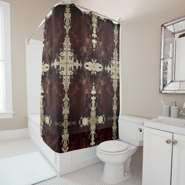 Cowhide patchwork Print Shower Curtain (In Situ)