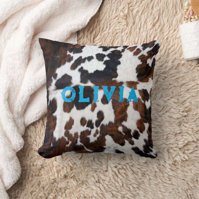 Cowhide Print Rustic Western Cushion (Blanket)