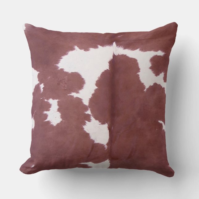 Cowhide Tan and White Pattern Modern Western Cushion (Front)