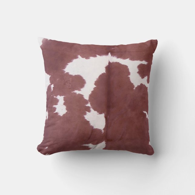 Cowhide Tan and White Pattern Print  Cushion (Front)