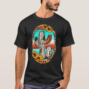 Cowhide Texas Cactus Serape Western Rodeo Cowgirl T-Shirt
