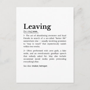 Coworker Leaving: Office Farewell Humour Postcard