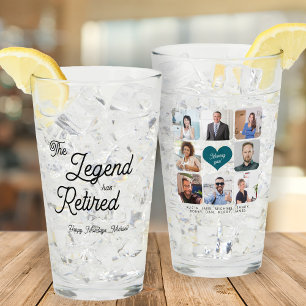 Coworker photos retirement glass