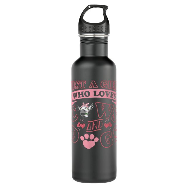 Cowprint and Cute Cow Just a Girl Who Loves Cows 710 Ml Water Bottle (Front)