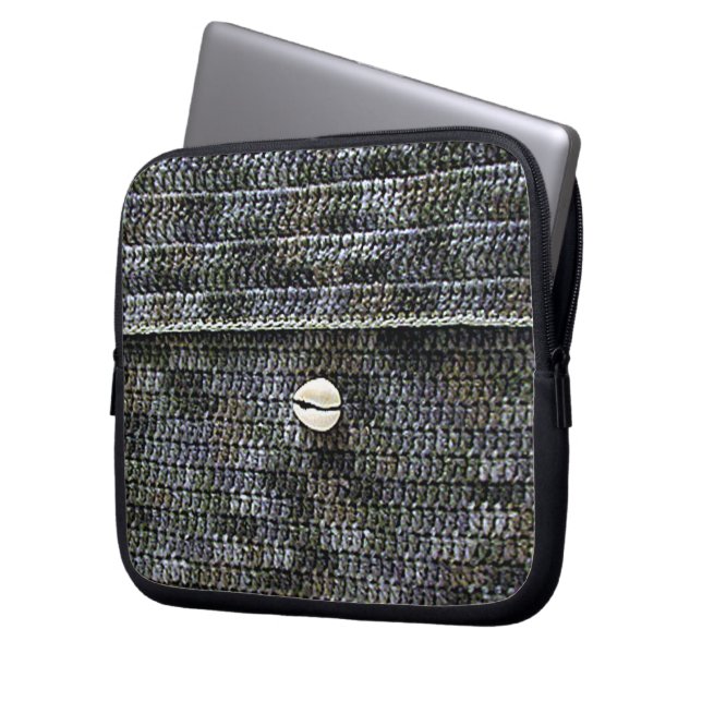 Cowrie Grey Artisan Crochet Print Electronics Bag  (Front Left)