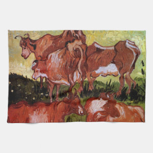 Cows (after Jordaens) by Vincent van Gogh Tea Towel