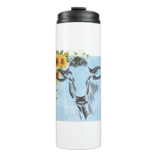 Cows and Sunflowers on a travel mug